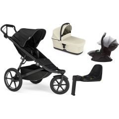 Trio Thule Urban Glide 3 con navicella Soft beige e seggiolino auto Maple Light Grey