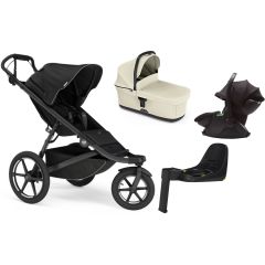 Trio Thule Urban Glide 3 con navicella Soft beige e seggiolino auto Maple Black