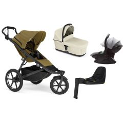 Trio Thule Urban Glide 3 Nutria con navicella Soft beige e seggiolino auto Maple Light Gray