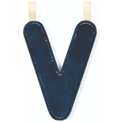 Lettera Lilliputiens V in tessuto fosforescente Blu