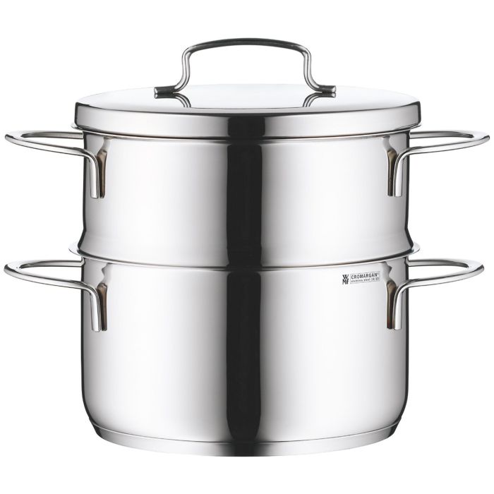 Set cassruola in acciaio con cestello cuocivapore