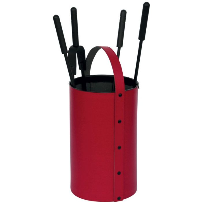 Porta attrezzi serie Pelle Rosso con 4 accessori