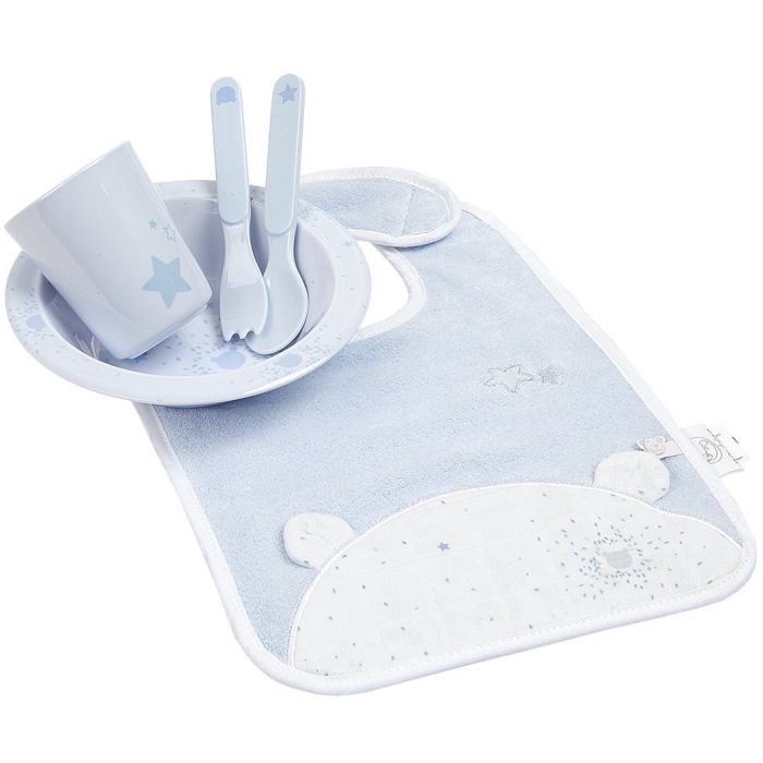 Set per la pappa con bavaglino Blu Cocon