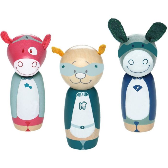 Set 3 personaggi Super-eroi in legno Set 3 personaggi Super-eroi in legno