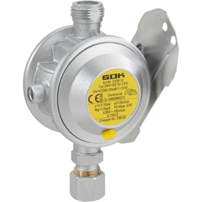 Regolatore gas camping 30Mbar 1,5 kg/h