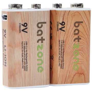 Batterie al litio ricaricabili Batzone 9V (con cavo incluso)