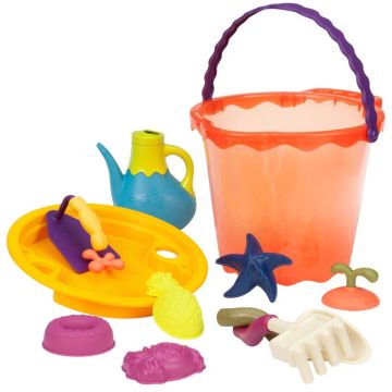 Set di giocattoli da spiaggia Battat Large Bucket Papaya