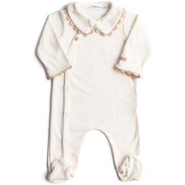 Tutina da bambina Bamboom con colletto e piedi Natural White (581)