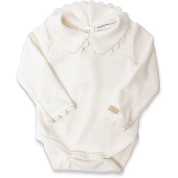 Body da bambina Bamboom con collo tondo e embroidery Natural White (581)
