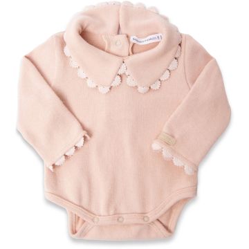 Body da bambina Bamboom con collo tondo e embroidery Warm pink (426)