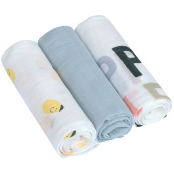 Mussolina Lässig Heavenly Happy Fruits Lemon 80 x 80 cm (3 pezzi)