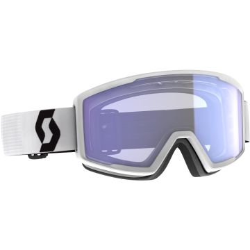 Maschera da sci Scott Factor Pro mineral white / black / AMP illuminator blue chrome S1