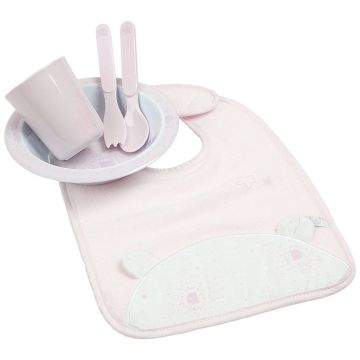 Set per la pappa con bavaglino Rosa Cocon