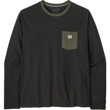Maglia da uomo Patagonia Sticker Pocket Responsibili-Tee® Black w/Basin Green