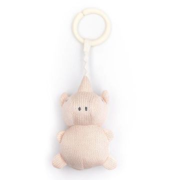 Sonaglio multisensoriale Bamboom Pull & Shake Toy Rino Rosa 04