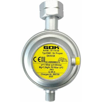 Regolatore gas Gok 30Mbar con attacco Italia