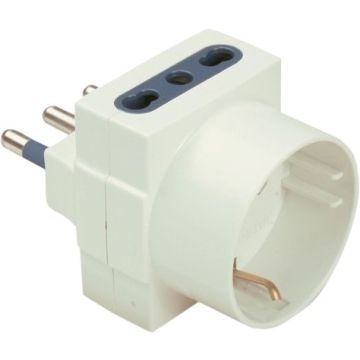 Adattatore triplo Shuko + T bianco
