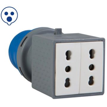 Adattatore per spina Rober CEE con 2 prese bivalenti