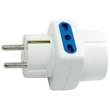 Adattatore triplo Rober Schuko con 2 prese bivalenti e 1 presa universale