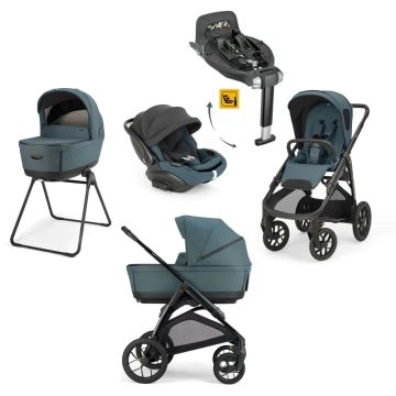 Trio Inglesina Aptica XT System Quattro con telaio Total Black e seggiolino auto Darwin Infant Recline EVO Himalaya Blue e base isofix 2026