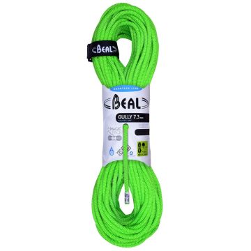 Mezza corda da arrampicata Beal Gully 7.3 mm Unicore Golden Dry x 60 m Green o Orange