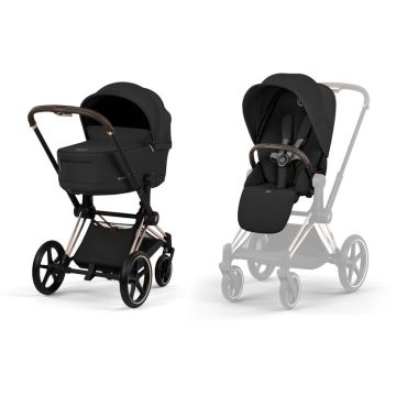 Duo Cybex Priam Rosegold con navicella Lux Carry Cot Sepia Black