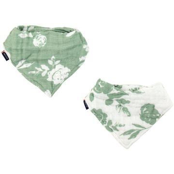 Set di bavaglini a bandana Bebe Au Lait Classic Vintage + Modern Flora (2 pezzi)