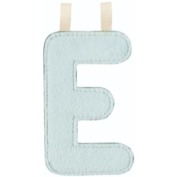 Lettera Lilliputiens E in tessuto fosforescente blu