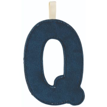 Lettera Lilliputiens Q in tessuto fosforescente Blu