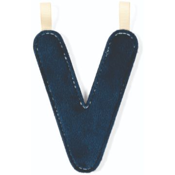 Lettera Lilliputiens V in tessuto fosforescente Blu