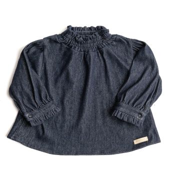 Camicia da bambina Bamboom collo arricciato Jeans Blu (38)