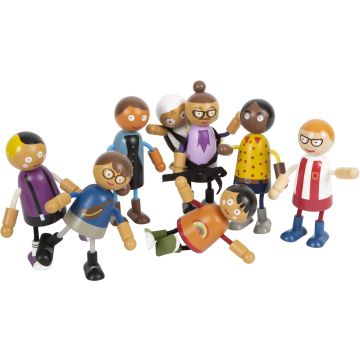 Set di 8 bambole pieghevoli Small Foot Famiglia con neonato