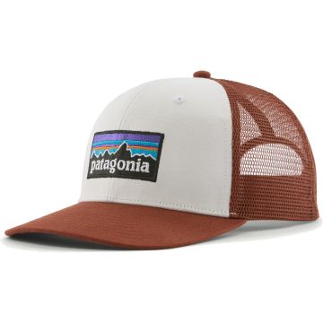 Cappellino Patagonia P-6 Logo Trucker White w/Rusty Red