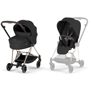 Duo Cybex Mios Sepia Black con telaio Rosegold Frame e navicella