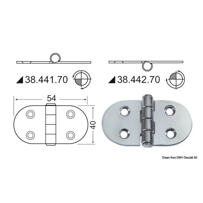 Cerniera inox 68x39 mm