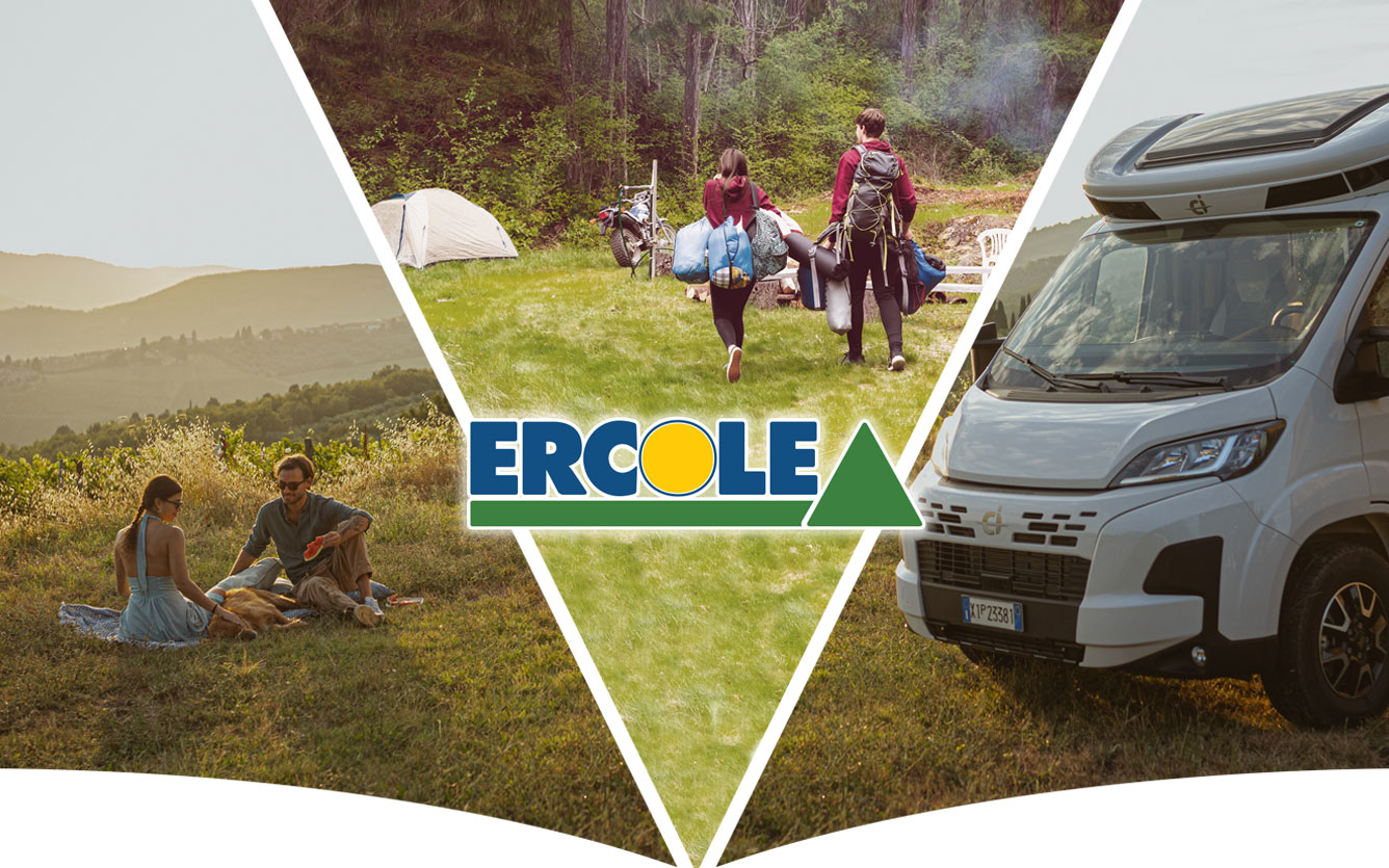 Immagini di vita all'aperto e logo Ercole